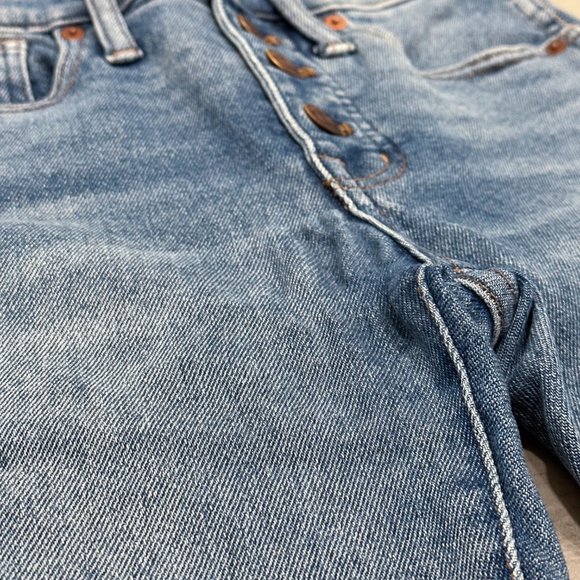 Madewell 10" High-Rise Skinny Jeans Cordova Wash Button-Front Edition Fray Hem - Picture 7 of 12